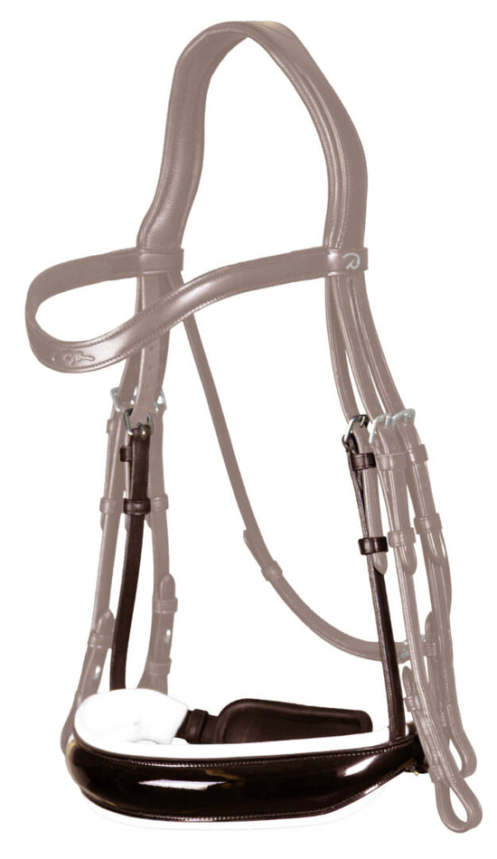 Brown patent noseband with white